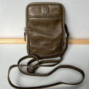 Harbour 2nd Benita Olive Green Leather Crossbody Phone Bag